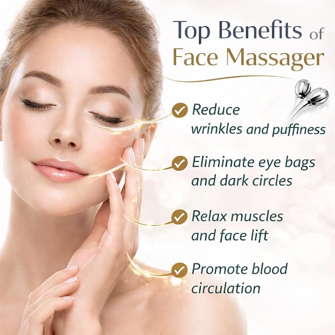 Stainless Steel 3D Face Roller Metal Facial Massager Face Sculpting Gua Sha - Image 6