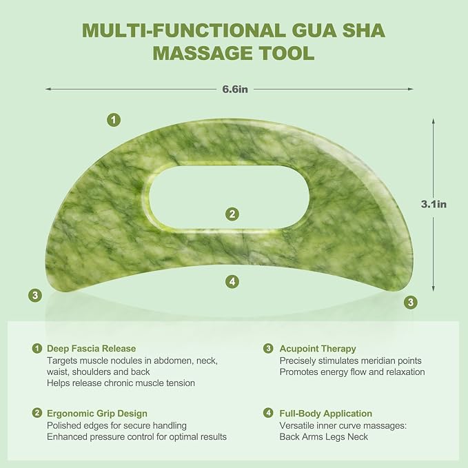 3 PCS Jade Stone Gua Sha Set Face Massager, Body Gua Sha Tool, Jade Gua Sha - Image 2
