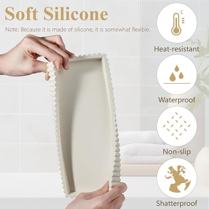 Silicone Bathroom Tray Small Vanity Organizer Rectangle Sink Caddy Sponge - Image 3