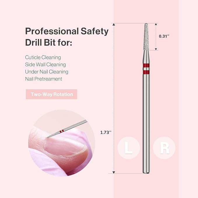 MelodySusie 1.8mm Round Tapered Cuticle Clean Nail Drill Bit 3/32'', - Image 5