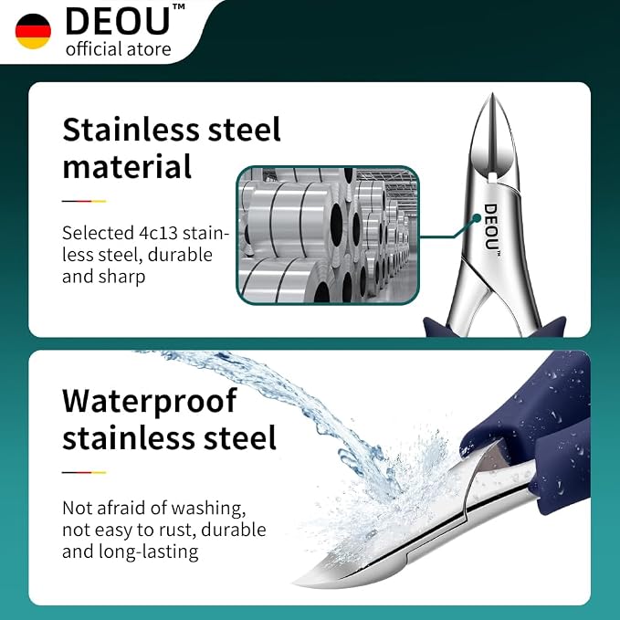 DEOU Professional Stainless Steel Podiatrist Nail Clippers, Heavy Duty Manicure - Image 5