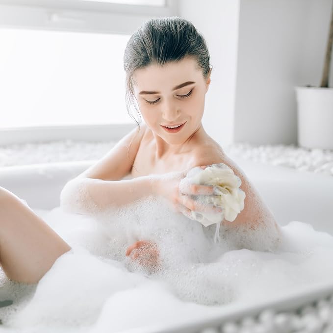1 Pcs Washcloth Loofah Combo, 2 in 1 Bath Loofah Sponge - Image 3