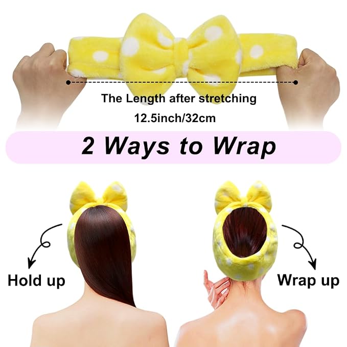 Shintop Sweet Super Soft Caroset Polka Dots Wash Cosmetic Headband Hairlace - Image 3