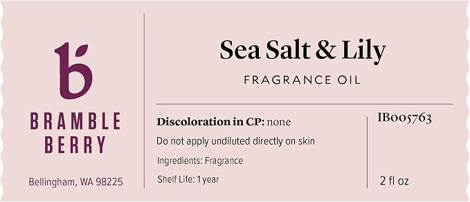 Bramble Berry Sea Salt and Lily Fragrance Oil 2 oz | Fresh Floral Ocean Scent - Image 2