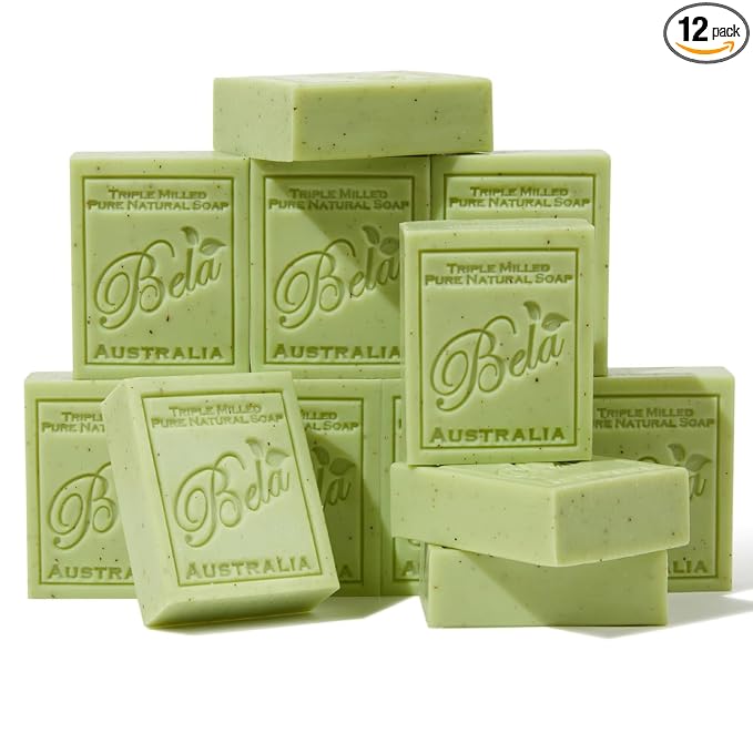 BELA Eucalyptus with Lemon Soap 3.3 oz Pack of 12, Long Lasting Triple Milled by BELAPURENATURALSOAPSANDODORELIMINATINGHOMEFRAGRANCES
