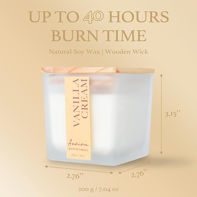 Scented Candle, 7.04 oz Vanilla Cream Aromatherapy Candle, Natural Soy Wax - Image 6