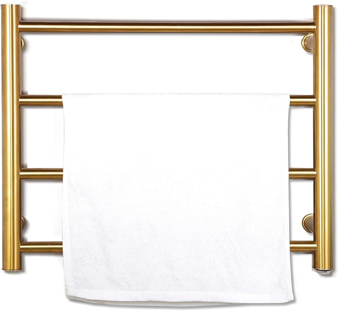 XBVV Gold Heated Towel Rack for Bathroom, Wall Mounted Bath Towel Warmer - Image 7