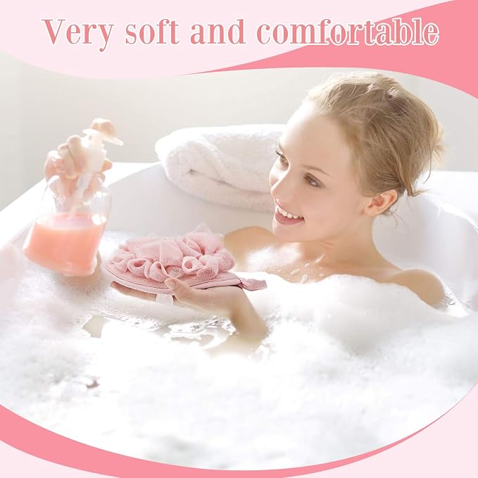 Boao 3 Pcs Bath Shower Pouf Sponge Mesh Pouf Shower Ball Exfoliating Body - Image 4