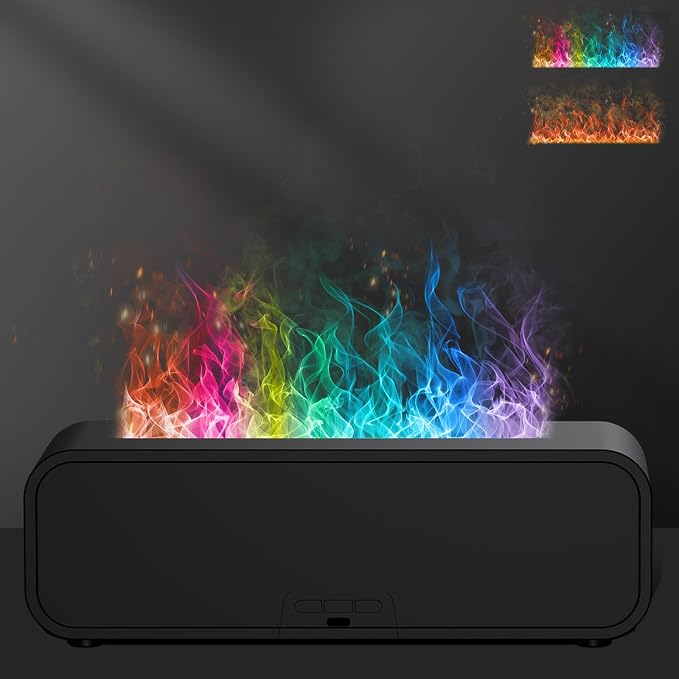 Colorful Flame Air Aroma Diffuser Humidifier, Dynamic Fire Flame Sound Pickup by Eiifiter