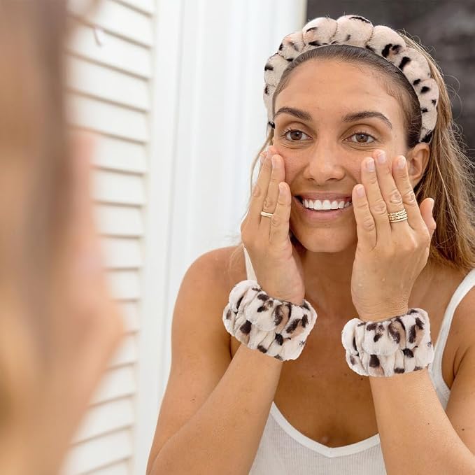 Tetizo Spa Headbands for Washing Face Wristband Set Sponge Makeup Skincare - Image 4