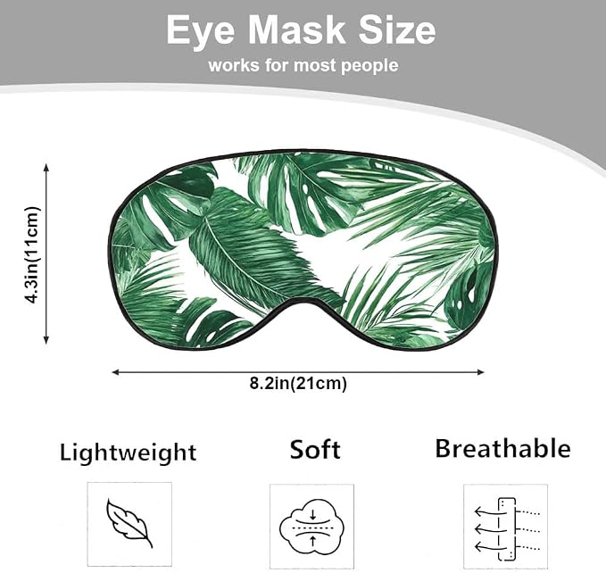 Tropical Palm Leaves Sleep Mask Eye Mask Green Jungle Leaves Floral Sleep Mask - Image 2