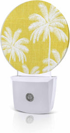 Night Lights Auto Sensor Tropical Palm Trees Night Light Yellow Linen Coastal by Home+L6