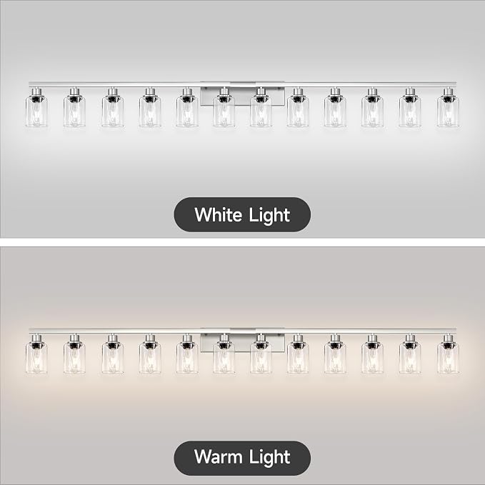 Brushed Nickel Bathroom Vanity Light, 12 Light Brushed Nickel Bathroom Lighting - Image 8