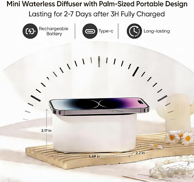 Lecdura Waterless Diffuser for Essential Oil, Battery Operated Scent Air - Image 4