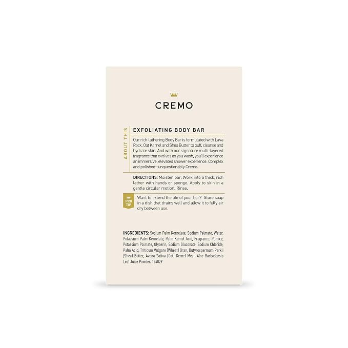 Cremo Exfoliating Body Bar for Men, Bourbon & Oak Scent, Cleanses and Hydrates - Image 7