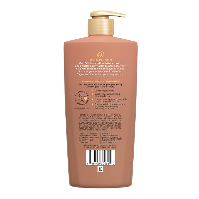 Jergens Shea Fusion Warm Amber Scented Lotion, Moisturizing Body Lotion - Image 8