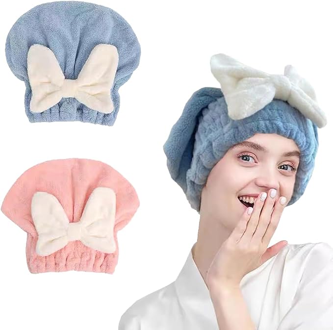 2Pcs Super Absorbent Microfiber Hair Towel Wraps by Jenmex