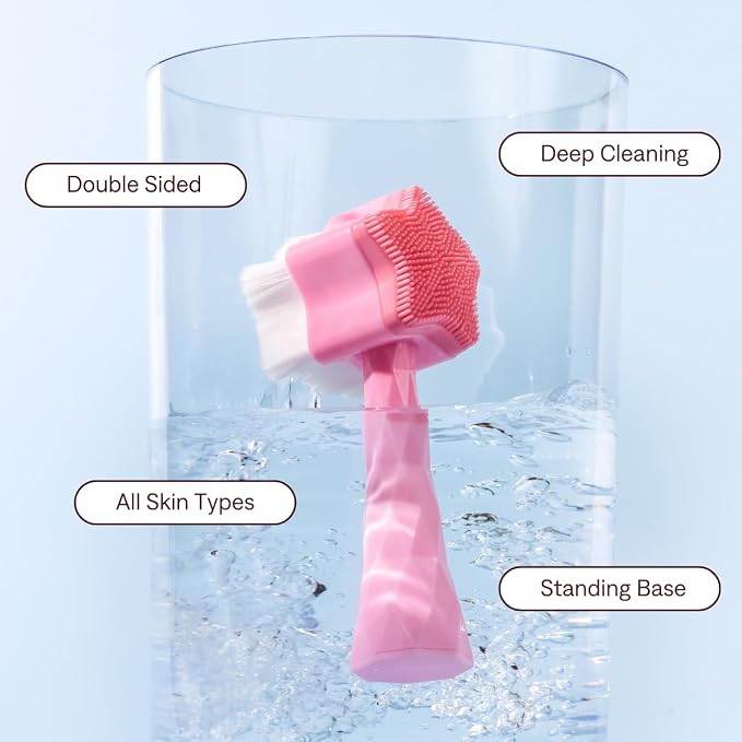 No Mo-Stache All Star Face Brush -Manual Facial Cleansing Brush, 2-in-1 Skin - Image 6