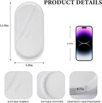Koville 12"x6" Elegant White Marble Bathroom Tray, Natural Marble Vanity Trays - Image 4