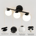 Black Globe Bathroom Light Fixtures 3-Light Vanity Light - Image 7