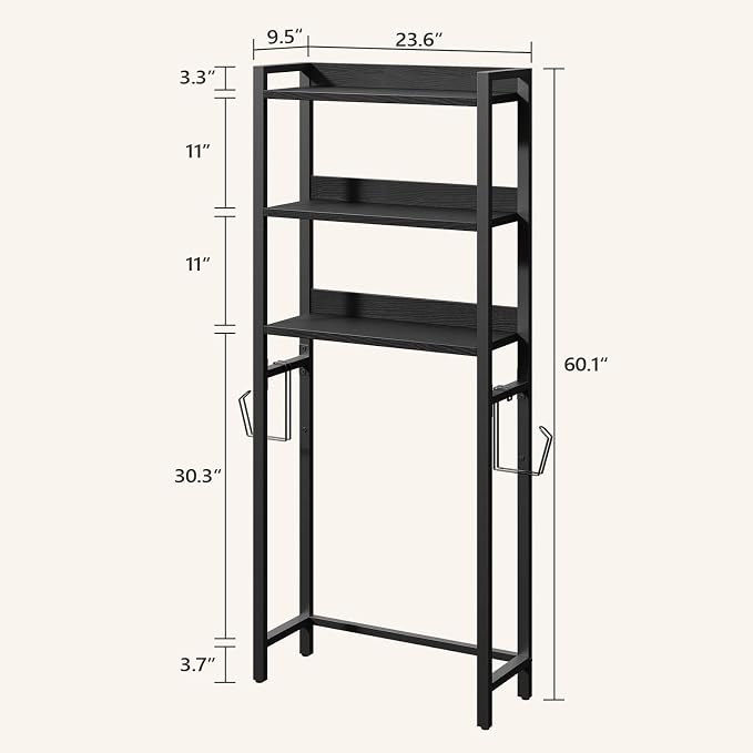 MAHANCRIS Over The Toilet Storage Rack, 3 Tier Bathroom Organizer Over Toilet - Image 2