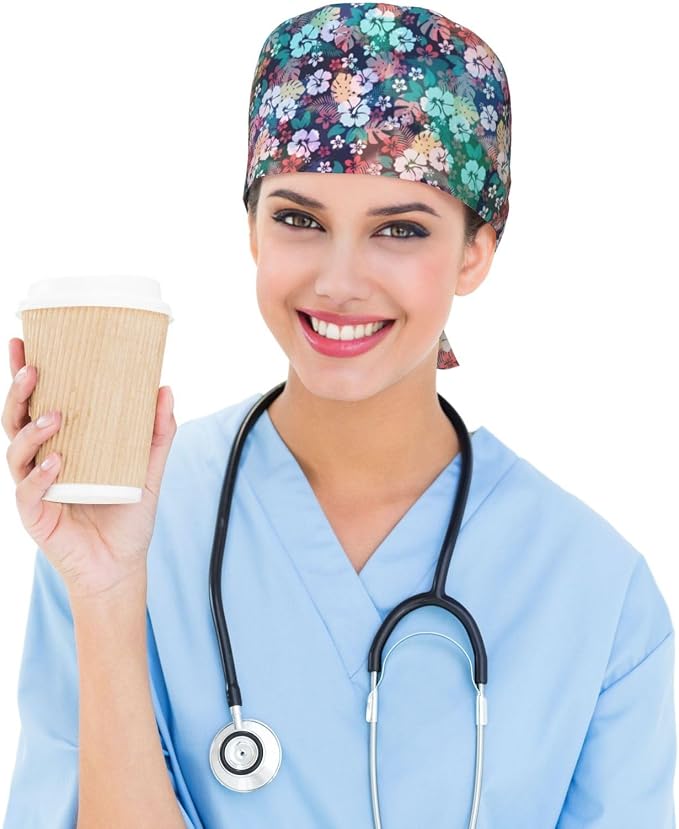 Working Cap Scrub Caps with Sweatband Adjustable Tie Back Hat Nurse Surgical - Image 5