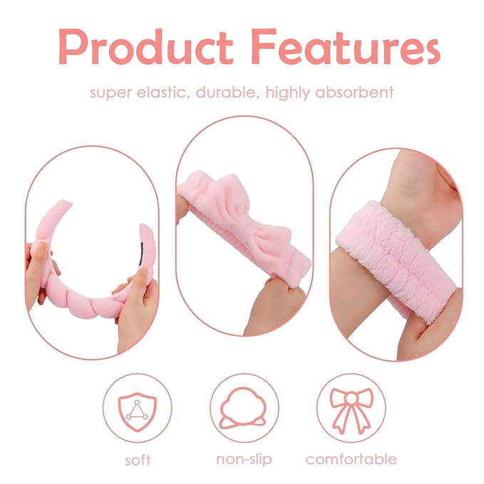 6 Pcs Elastic Microfiber Spa Headband Set - Image 6