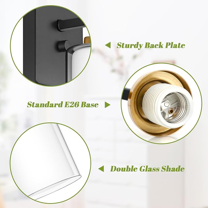 Set of 2 Wall Sconces for Bathroom, Modern Vanity Light Fixtures, Farmhouse - Image 3