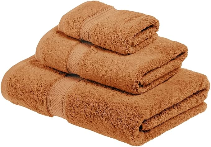 SUPERIOR Egyptian Cotton Pile 3 Piece Towel Set, Includes 1 Bath, 1 Hand by SUPERIOR