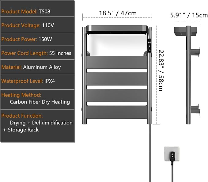Towel Warmer Rack, Heated Towel Rack - Image 7