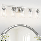 Bathroom Vanity Light, 5-Light Nickel Modern Matte Wall Sconce Lighting by DIKAIDALights