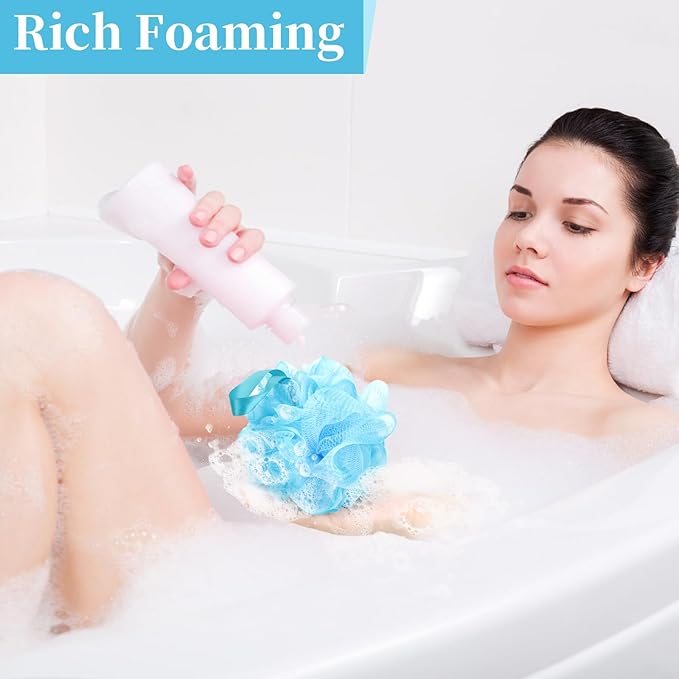 BCKENEY Bath Loofah Shower Sponge Body Back Scrubber Soft Mesh Shower Puffs - Image 6