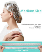 Auban 100PCS Disposable Shower Caps, Hair Cap Large Plastic Clear Thick - Image 3