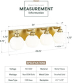 Bathroom Light Fixtures, 4 Light Brushed Gold Vanity Light, 26 Inch Modern Wall - Image 4