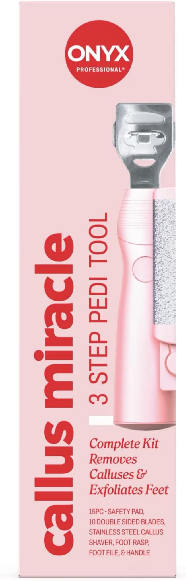 ONYX Professional Callus Miracle 3 Step Pedi Tool, Includes a Stainless Steel by OnyxProfessional
