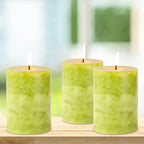 Green Pillar Candles Set of 3 Sage Scented Long Burning Candles 3x4 inch - Image 3