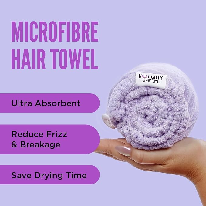 Noughty 97% Natural Purple Microfibre Hair Towel, Hair Towel Wrap Quickly - Image 3