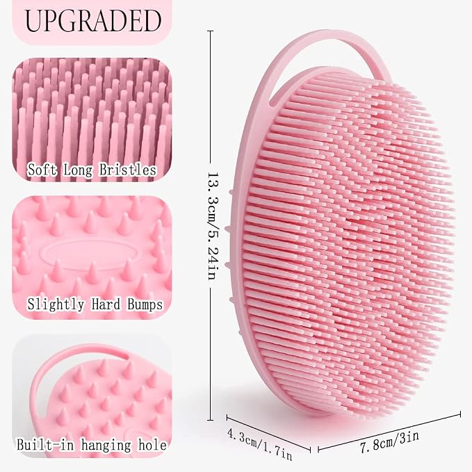 2 in 1 Silicone Body Scrubber Shampoo Brush, Shower Body Scrubber, Silicone - Image 3