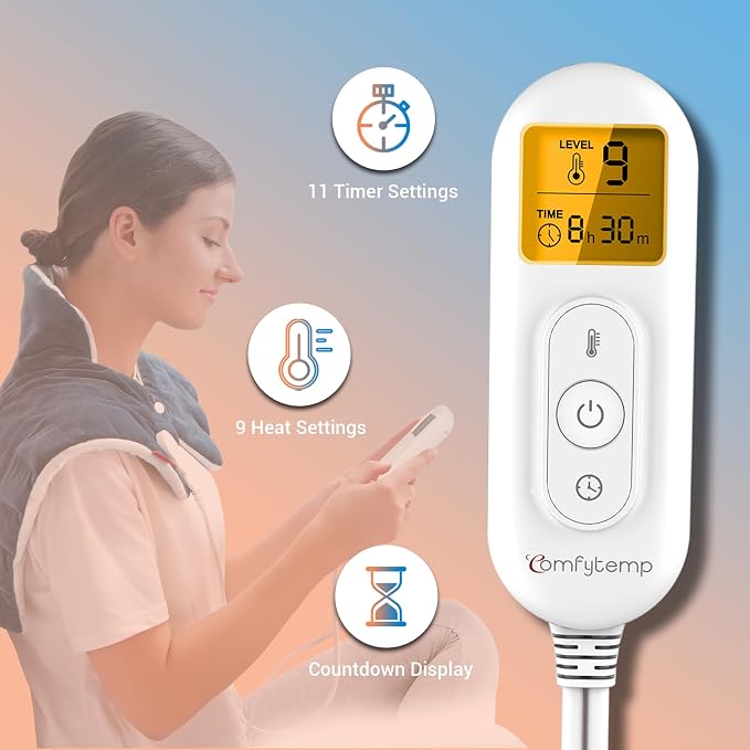 Comfytemp Heating Pad for Neck and Shoulders and Back, 2.6lb Weighted Electric - Image 4