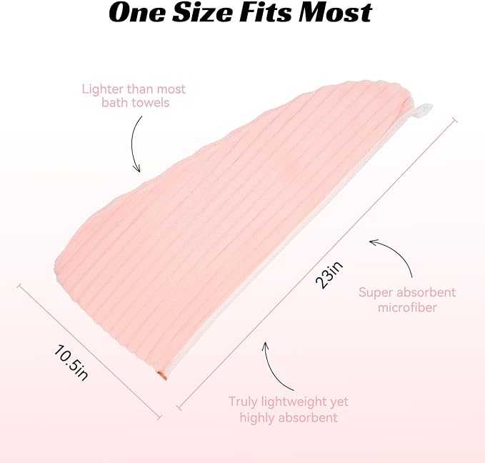 Microfiber Hair Towel Wrap for Women, Soft Lightweight Quick Dry Turban - Image 2