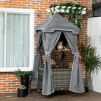 Pool Towel Valet Caddy with Canopy Cover, Hand-Woven PE Rattan Storage by lafengyan