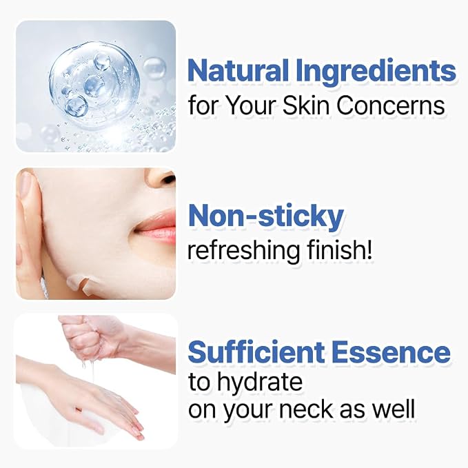 NEXTBEAU Solution Sheet Mask Variety Pack, 0.74 fl oz Each, Korean Facial Sheet - Image 3