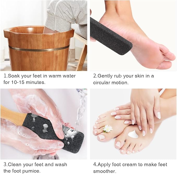 Pumice Stone Foot File, Wooden Handle Foot Scrubber & Callus Remover - Image 7