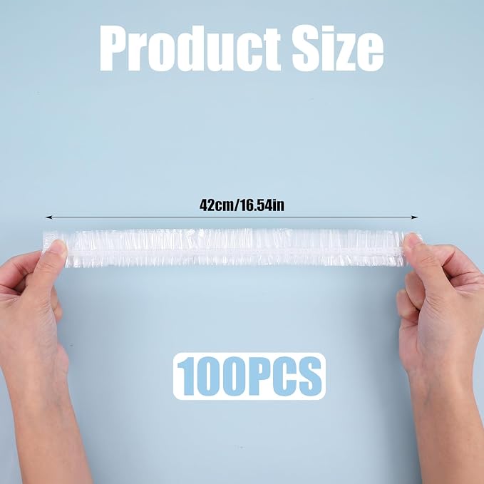 Disposable Shower Caps, Large Plastic Clear Hair Cap Thickened - Image 3
