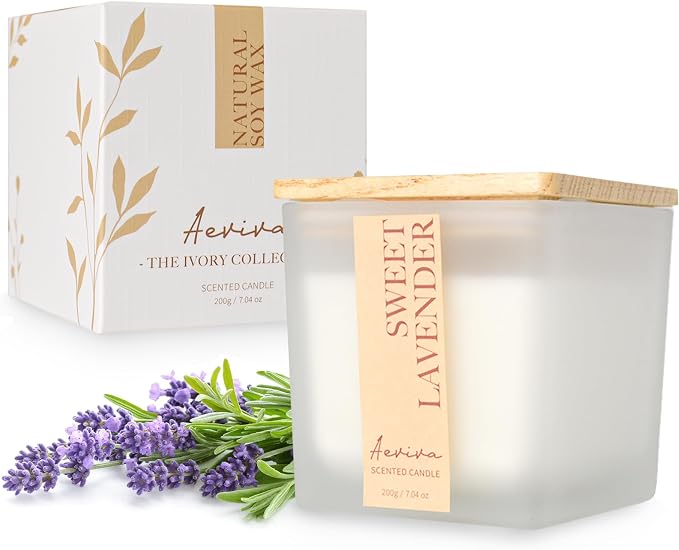 Scented Candle, 7.04 oz Lavender Aromatherapy Candle, Natural Soy Wax by Aeviva