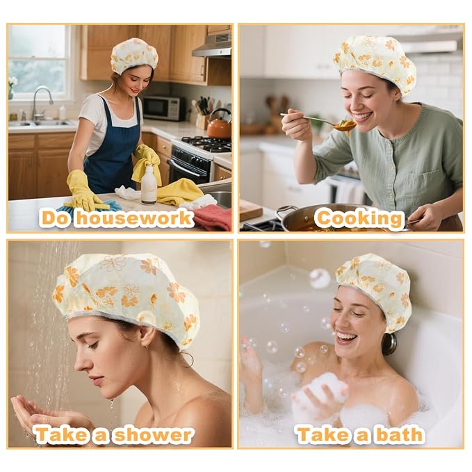 18Pcs Plastic Shower Caps for Women Waterproof Bath Caps Bathing Hair Cap - Image 7