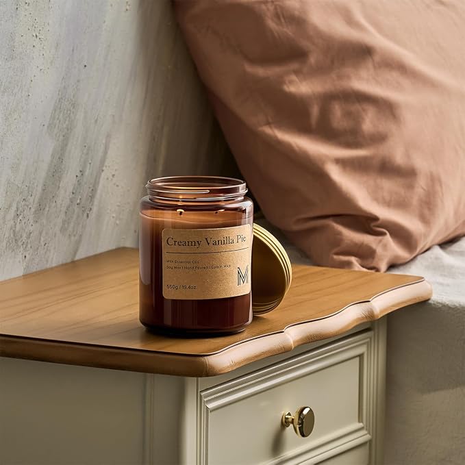 M&SENSE Creamy Vanilla Pie Scented Christmas Candle Gift | 19.4oz, 115-Hour - Image 3