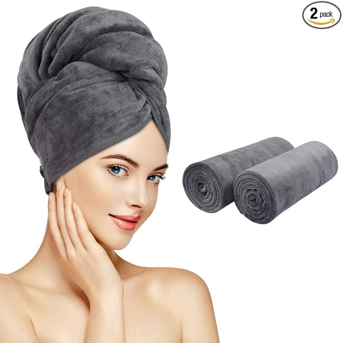 SUNLAND Microfiber Hair Towels Anti Frizz Hair Drying Towel Super Absorbent by SUNLAND