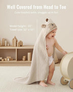 Blissful Diary Muslin Baby Hooded Towel 1 Pack, Soft & Absorbent Bath Towel - Image 4