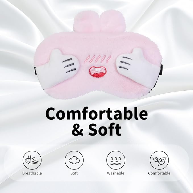 PERFECTSIGHT Sleep Eye Masks, Cute Bunny Sleep Eye Cover Lightweight Adjustable - Image 2